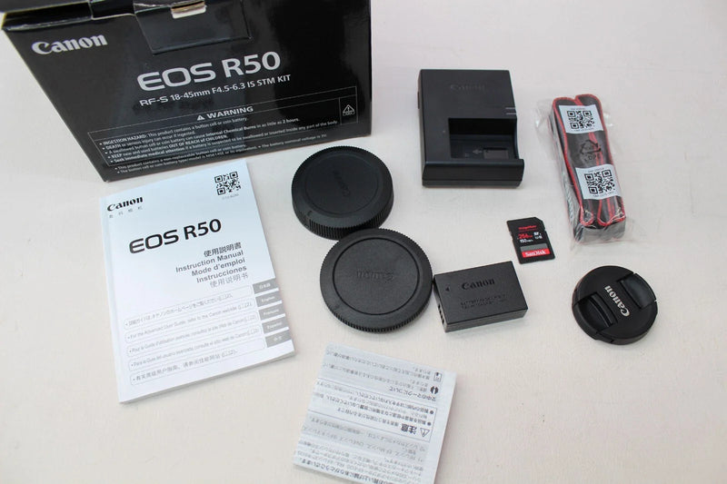 Camera Canon EOS R50 + lente 18-45mm + Adaptador